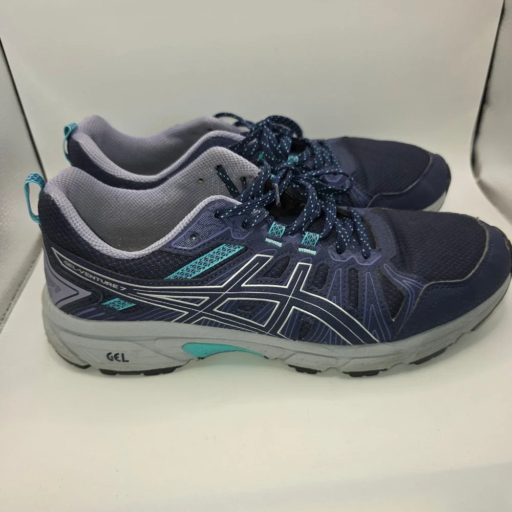 ASICS Gel Venture 7 Womens 11 Wide Navy Blue Trail Running Shoes 1012A477